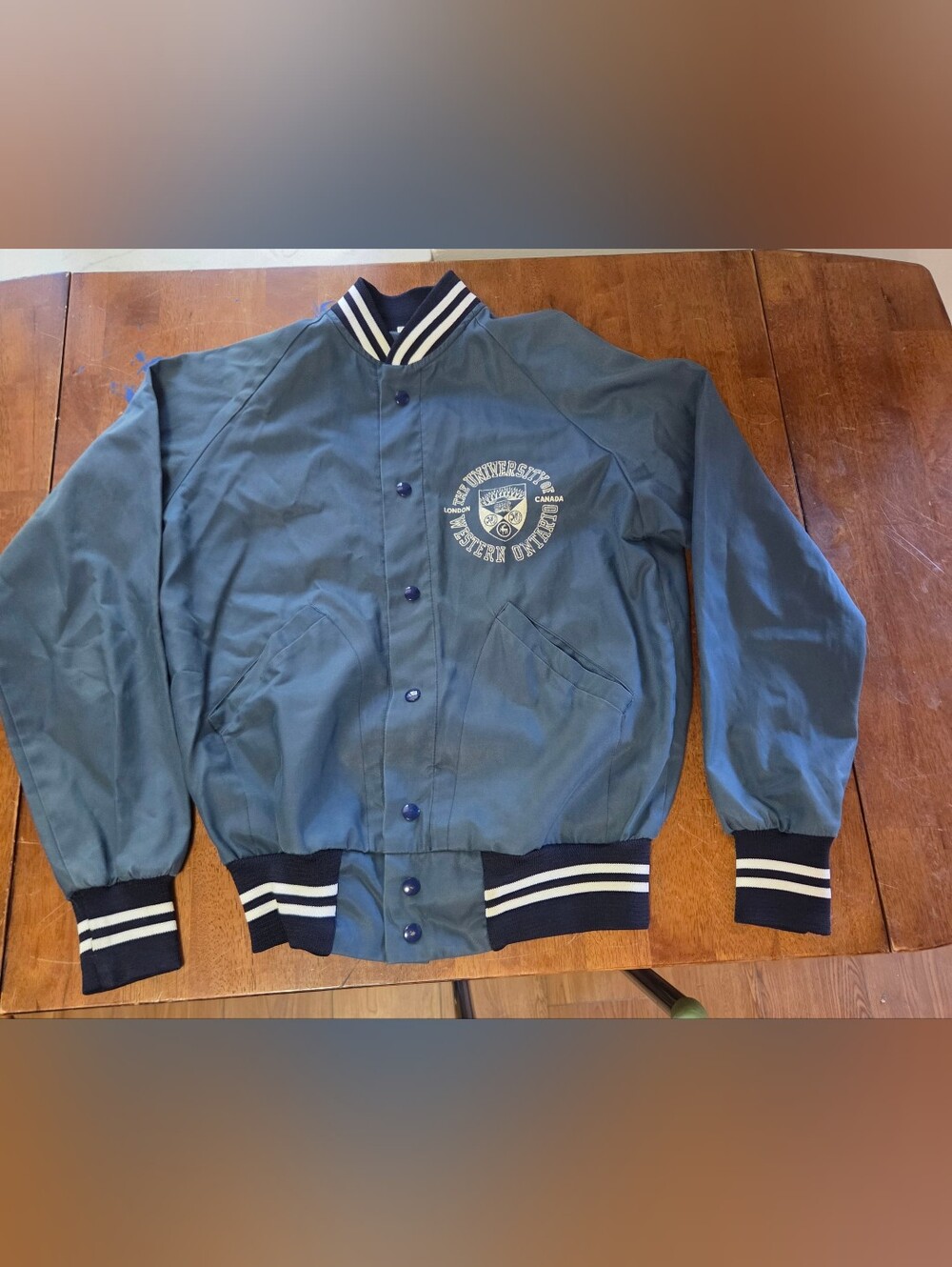 70s/80s University of Western Ontario Bomber Jacket by R.J. McCarthy - Size Medi